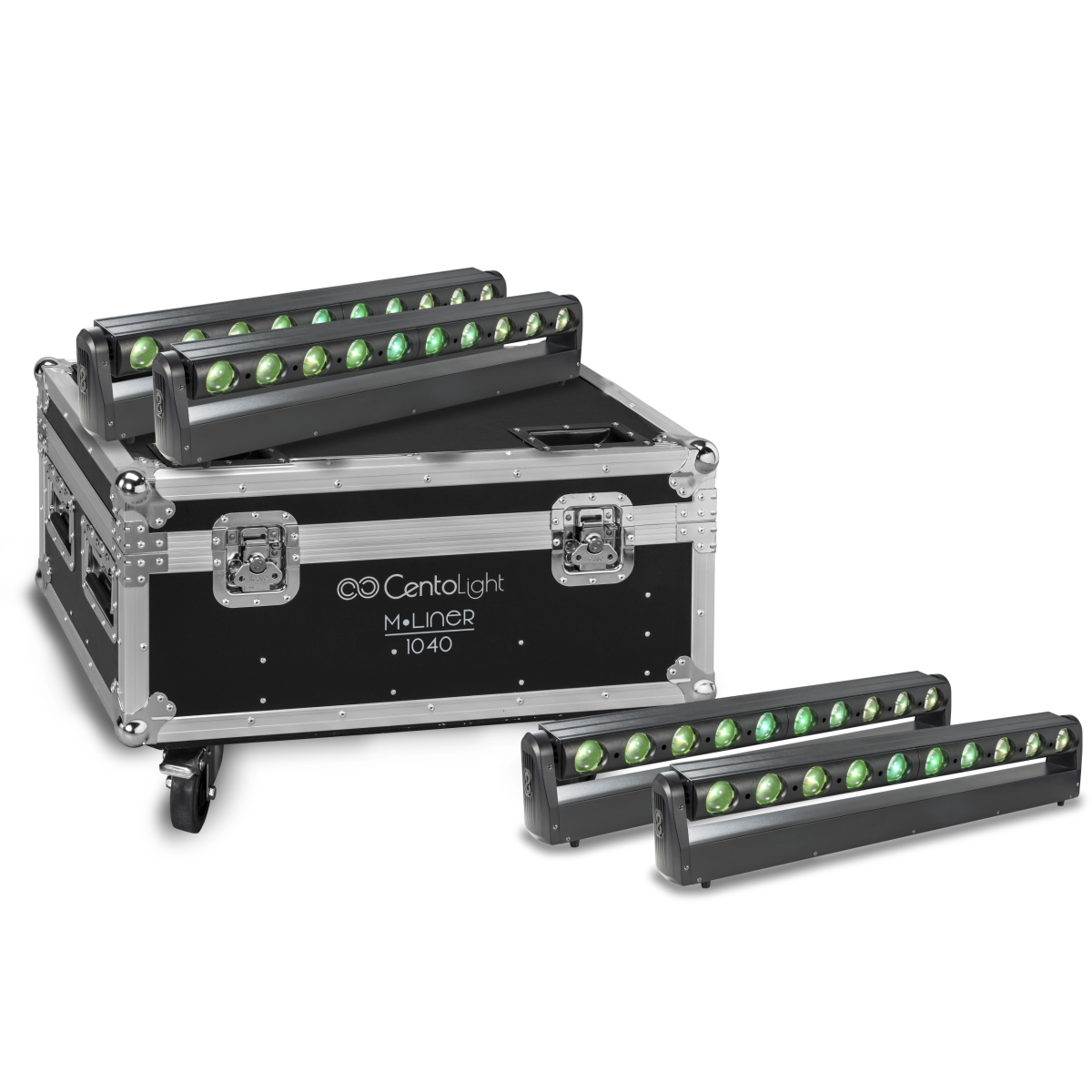 M-LINER 1040-SET Flight Case'li dört adet 10 × 40 W LED moving bar seti