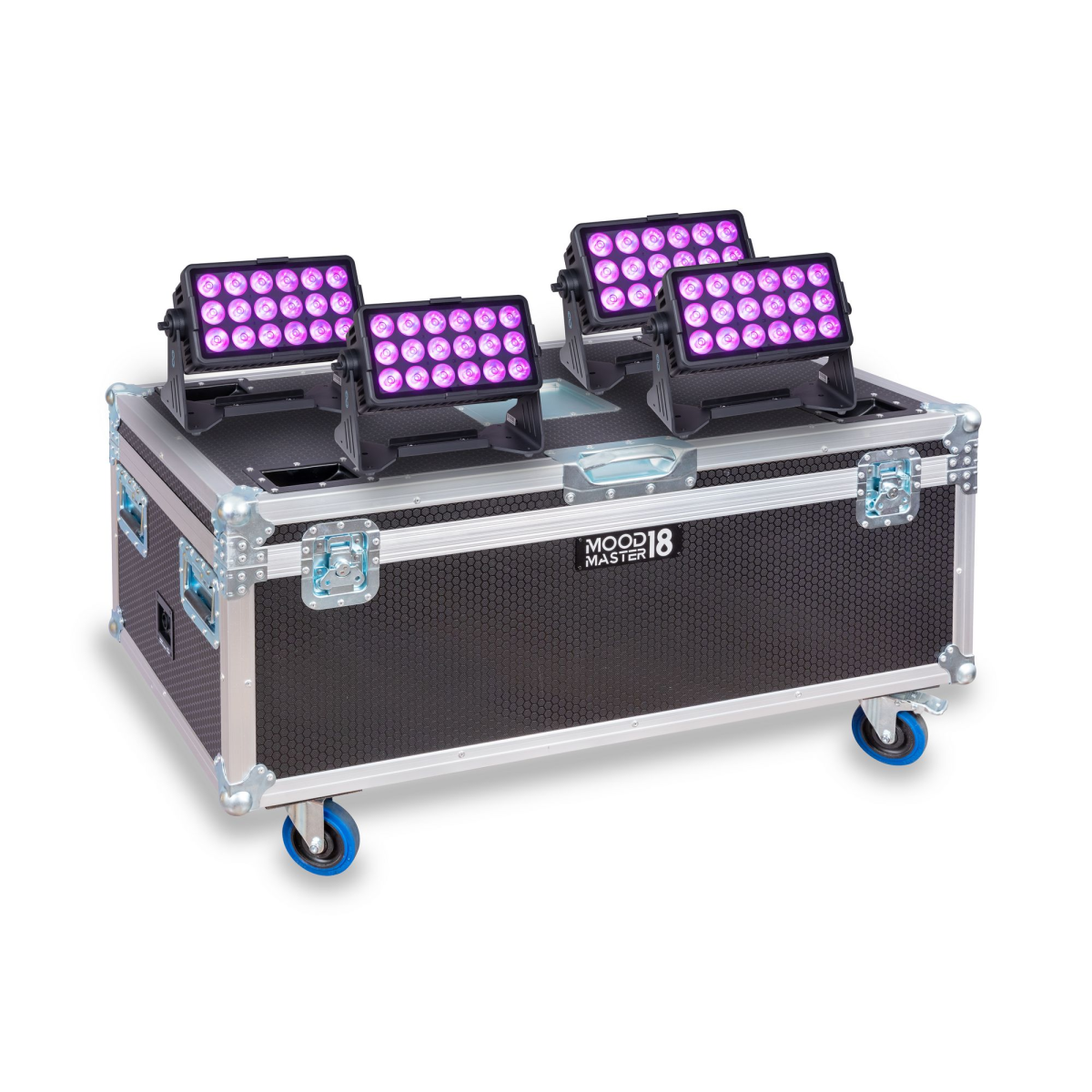 MOODMASTER 18-SET Flight Case'li Dört Bataryalı Wash Projektör