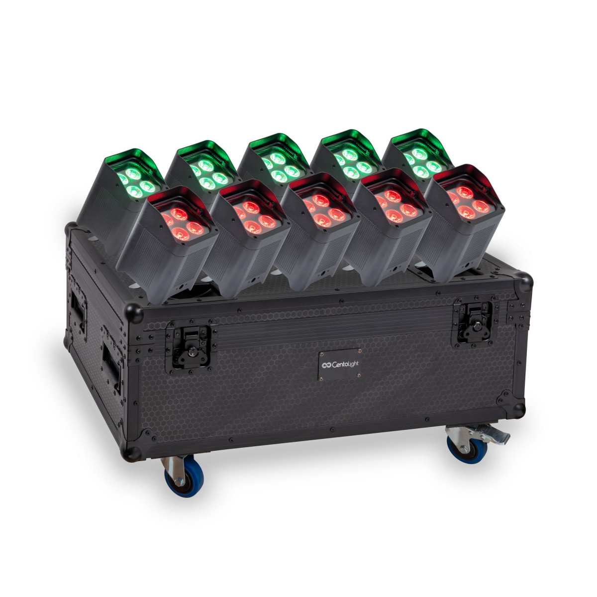 PORTRAIT Q-AIR PLUS SET Flight Case'li on adet 4 × 18 W, 6'sı 1 arada bataryalı LED PAR seti