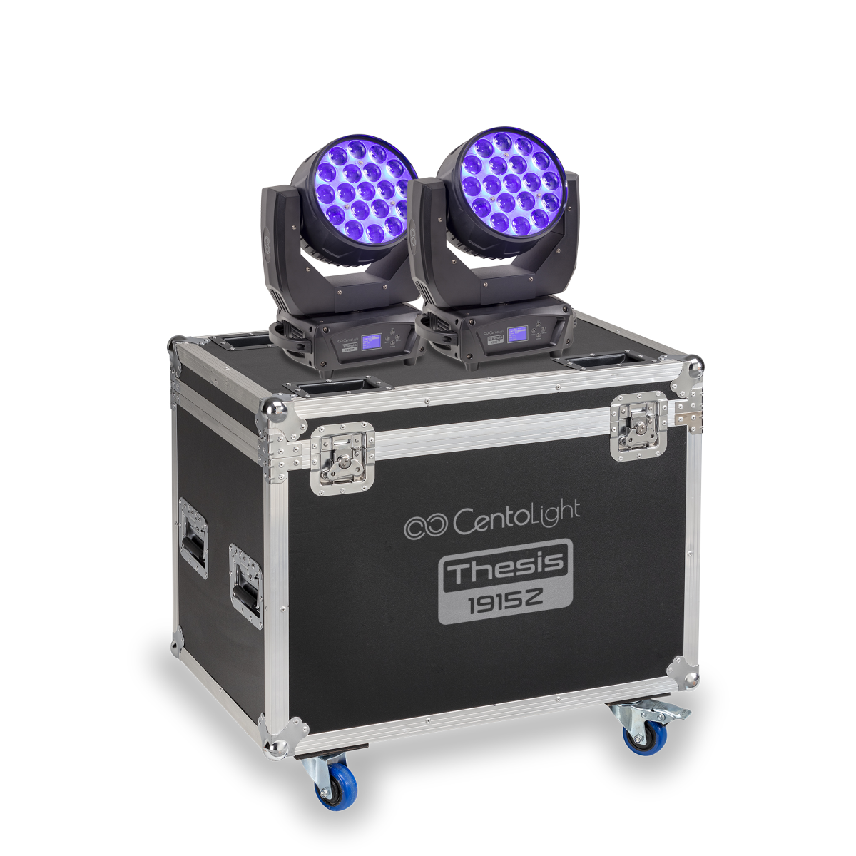 THESIS 1915Z-SET Flight Case'li iki adet 19 × 15 W zoomlu wash moving head seti