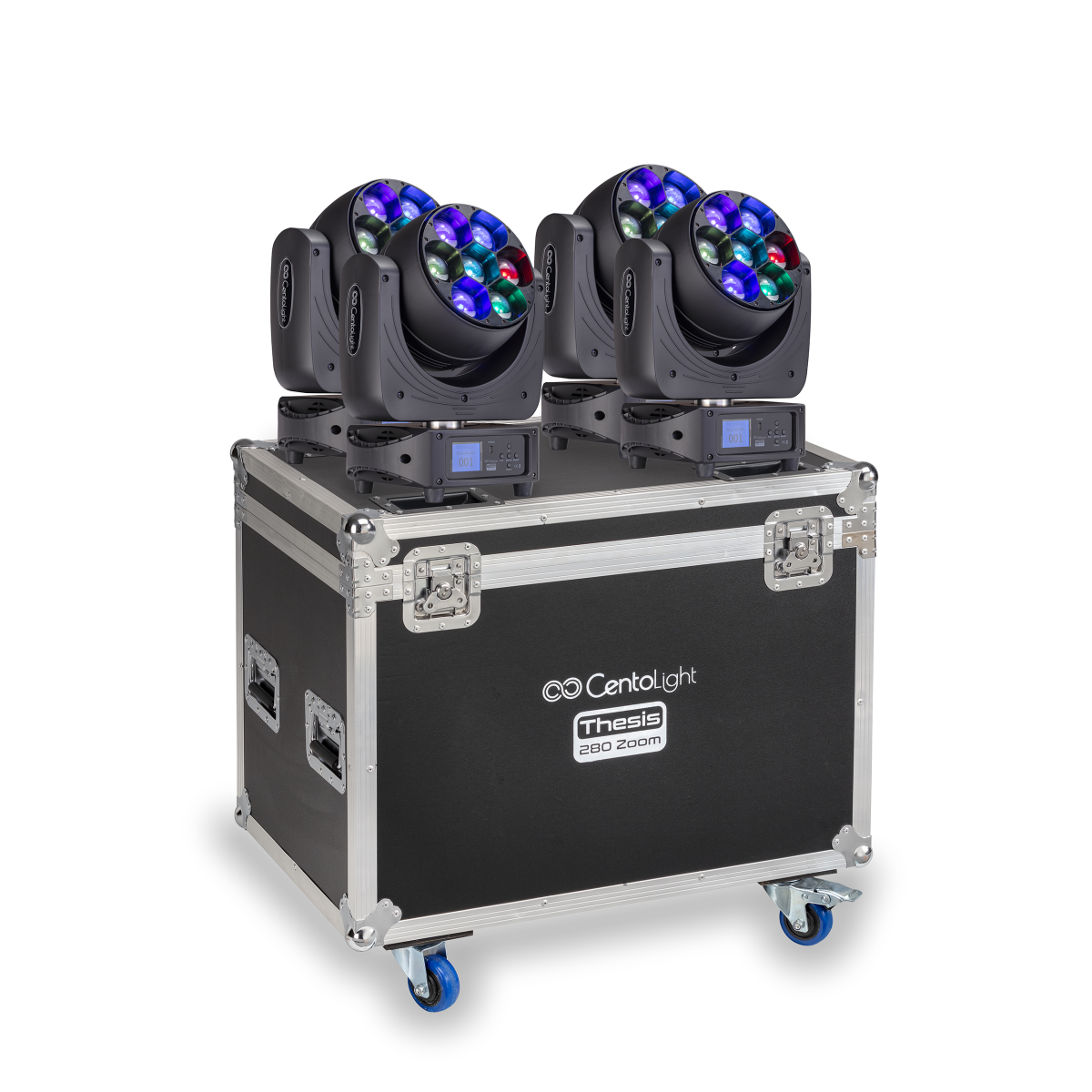 THESIS 280 ZOOM SET Flight Case'li dört adet 7 × 40 W zoomlu wash moving head seti